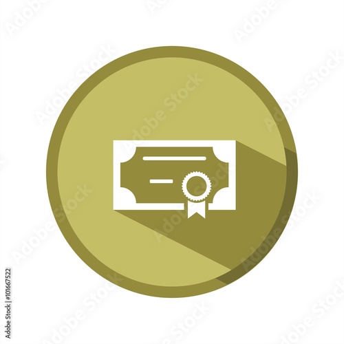Icono de certificado, título o diploma sobre fondo verde. Ilustración vectorial