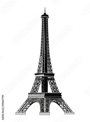 The Eiffel Tower, isolated on white, vector illustration