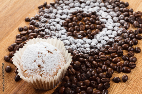 Coffee cupcake, coffee bean...