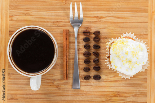 Sweet muffin and coffee. Ov...