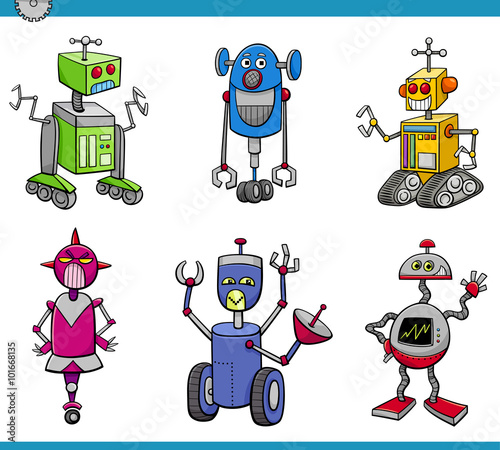 robot characters cartoon set