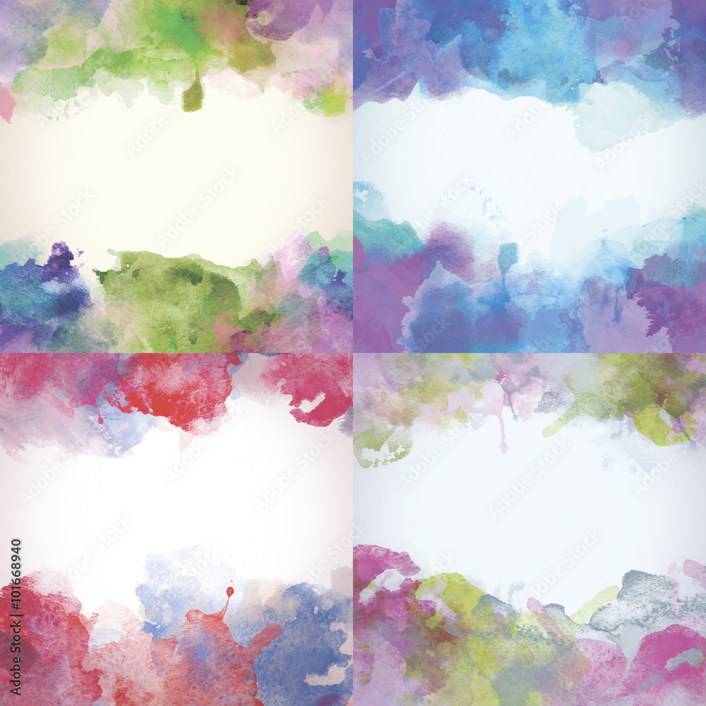 Beautiful Paper Watercolor Backdrops with colorful blobs