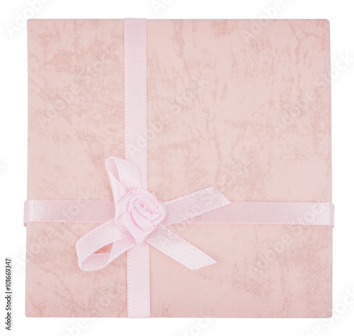 Light pink gift with isolated on white background