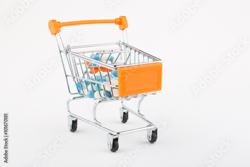 medicine pills in shopping cart