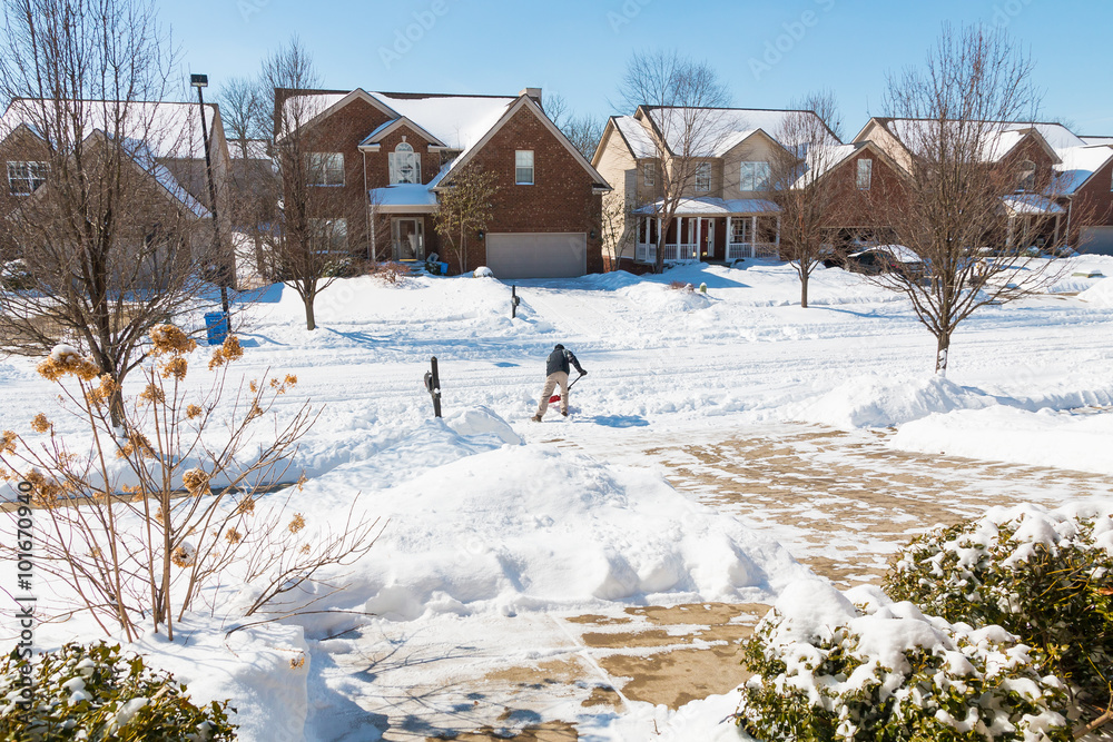 Snowy street , winter scenery