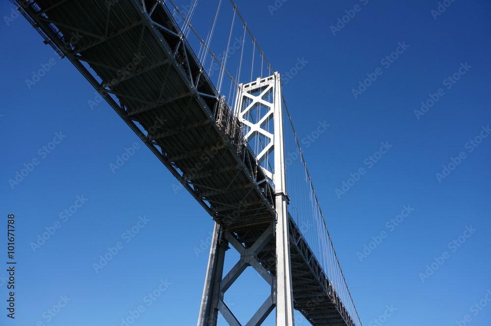 San Francisco Bay Bridge close up from underneath San Francisco Bay Bridge close up from underneath