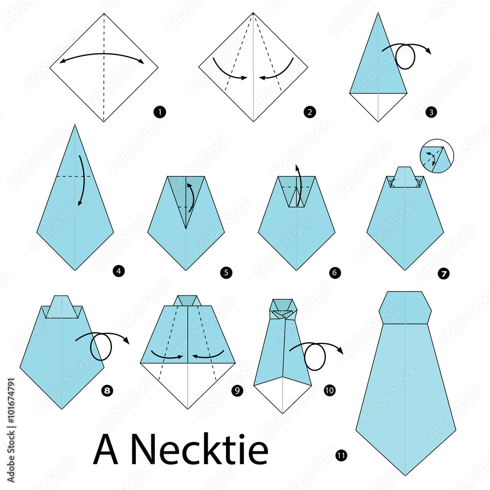 step by step instructions how to make origami A Necktie. Stock Vector |  Adobe Stock