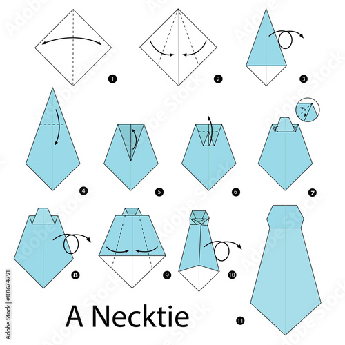 step by step instructions how to make origami A Necktie.