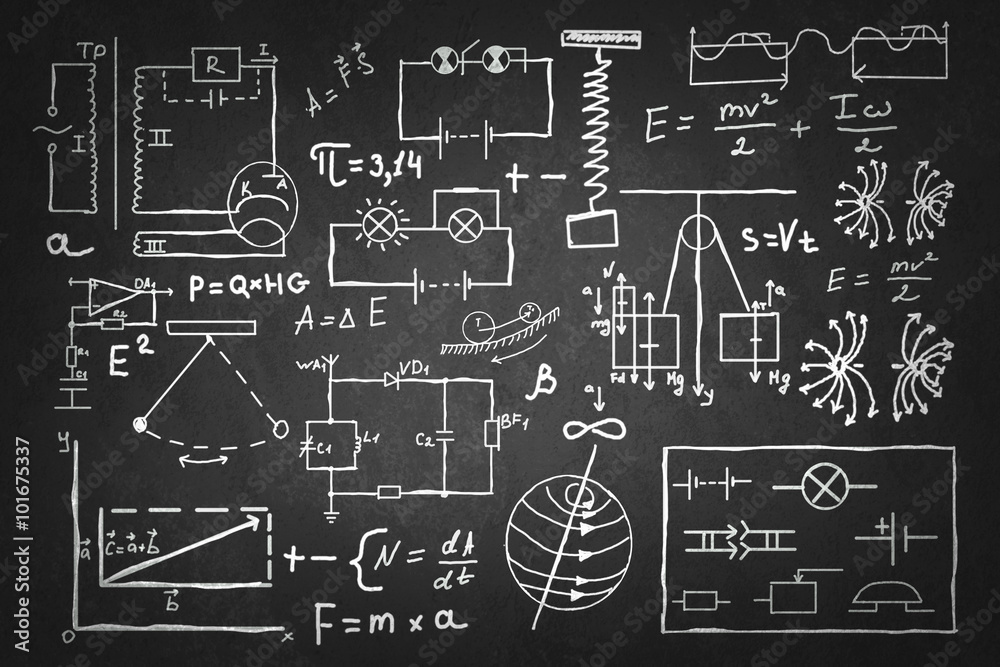 Physics formulas on board