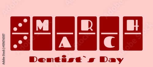 Calendar Date - March, 4. Domino bones style