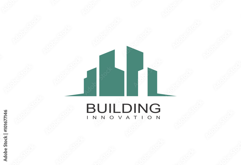 green building with eco concept logo