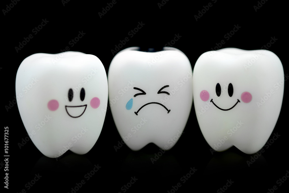 Tooth smile and cry emotion black background. Tooth smile and cry emotion black background.