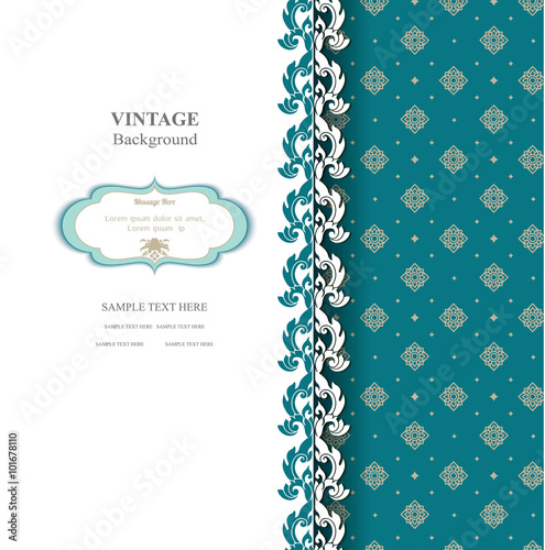 Elegant background with lace ornament and place for text. Floral elements, ornate background, thai style. Vector illustration