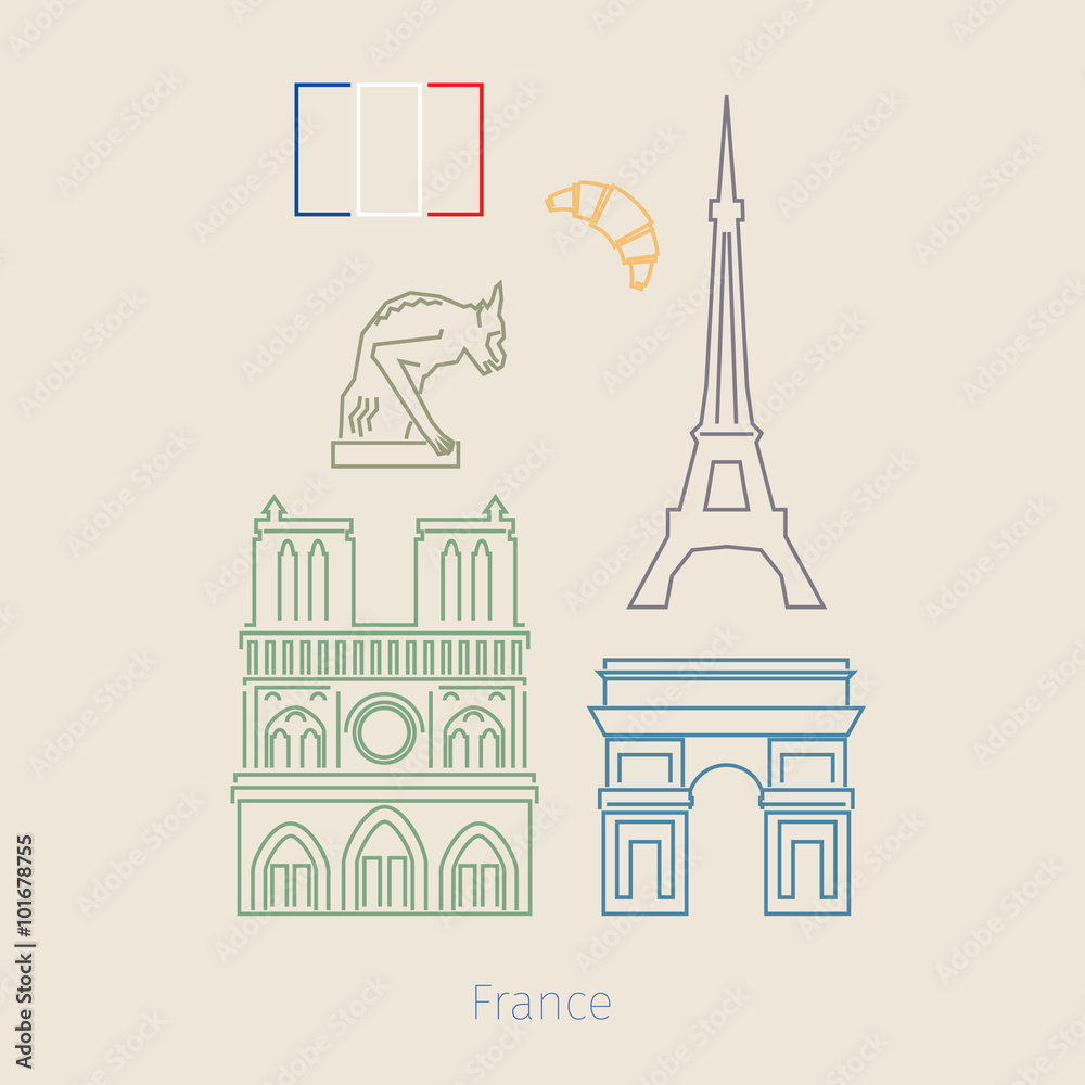 Concept of travel or studying French. 