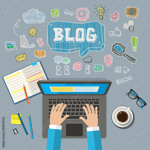 Writing an article for blog on computer. 