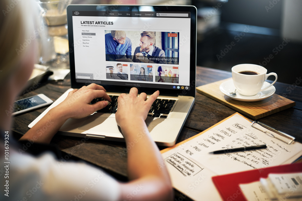 Fotografie Lastest Article Webpage Advertising Announcement Concept
