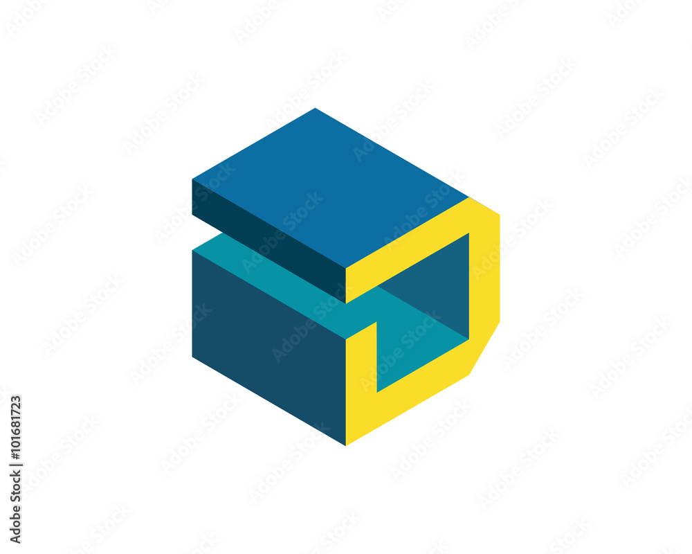 D isometric letter logo D isometric letter logo