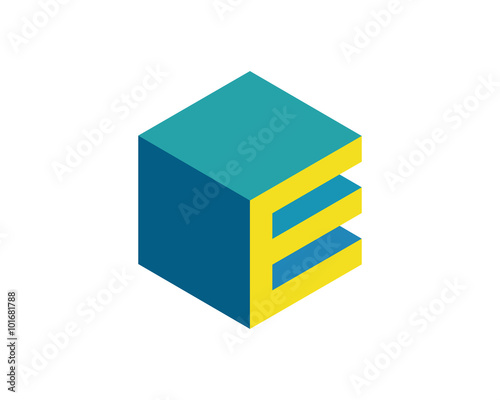 E isometric letter logo