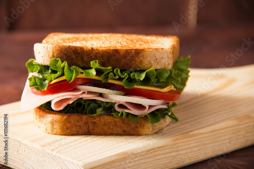 Sandwich on a wooden table