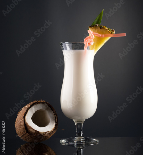 Pina colada drink in cocktail glass