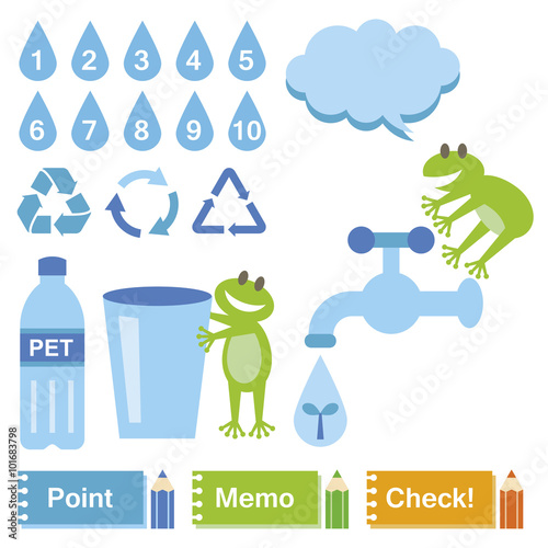 Set of water saving elements