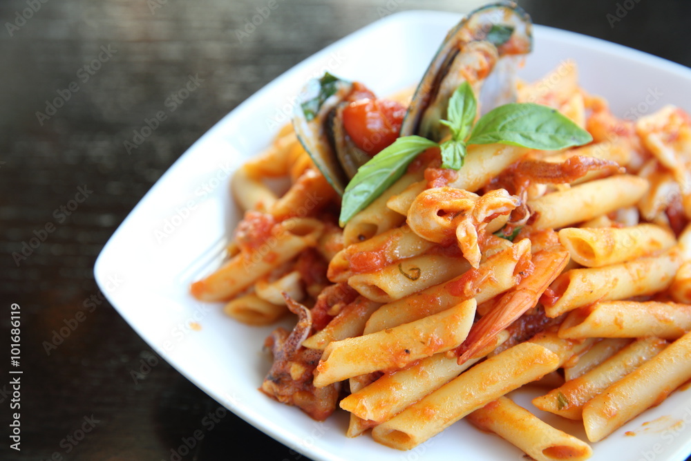 Spaghetti Penne with seafood Spaghetti Penne with seafood