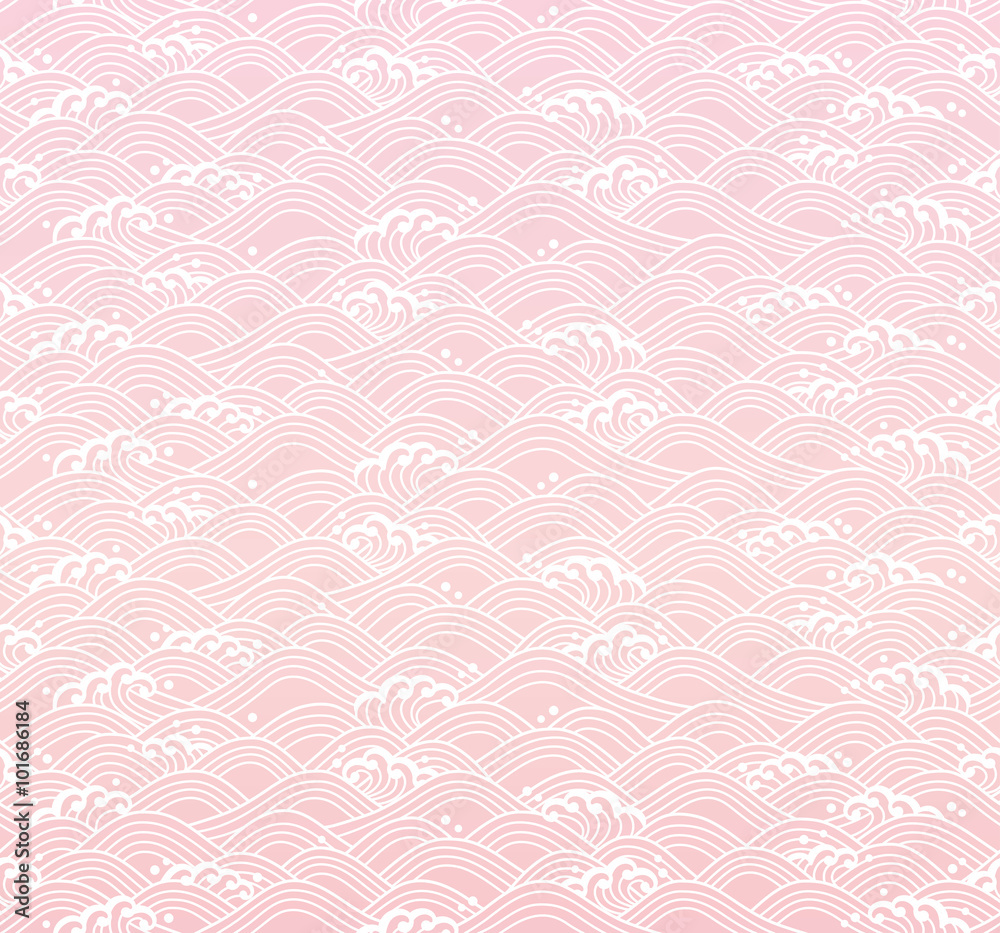 Fototapeta premium 桜色の和波 背景