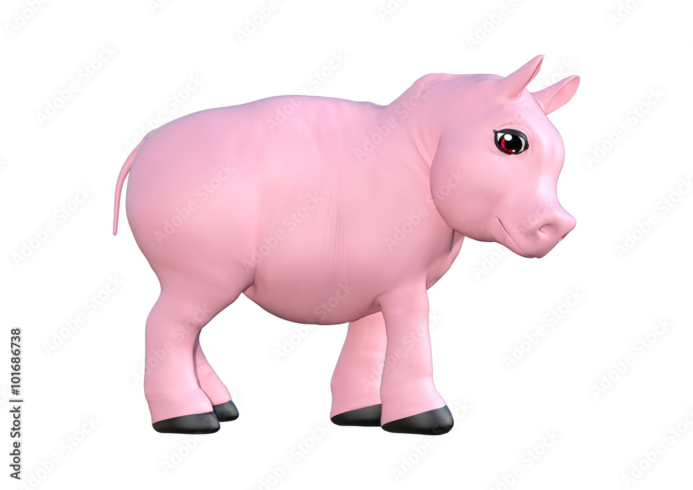 Pink Pig on White