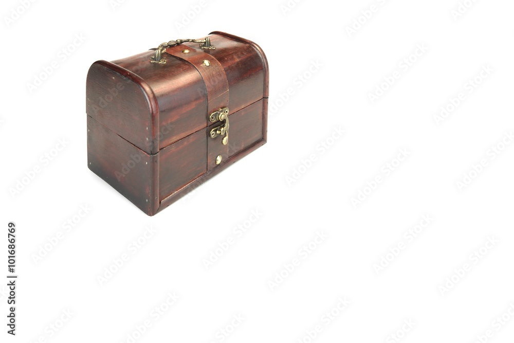 Decorative Storage Redwood Box Or Casket Side View White Isolate Decorative Storage Redwood Box Or Casket Side View White Isolate