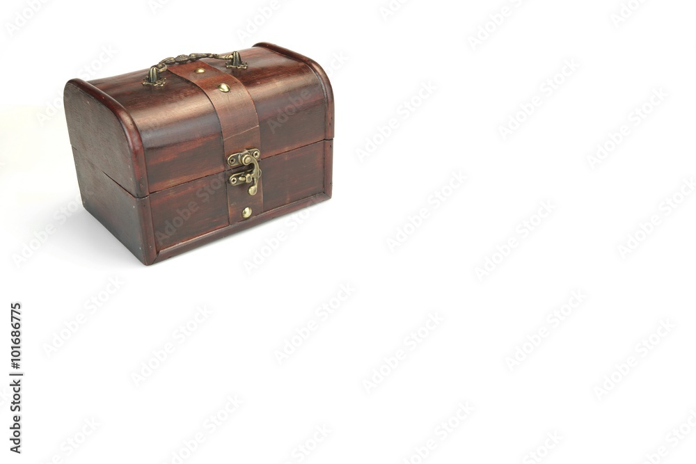 Decorative Storage Redwood Box Or Casket Side View White Isolate Decorative Storage Redwood Box Or Casket Side View White Isolate