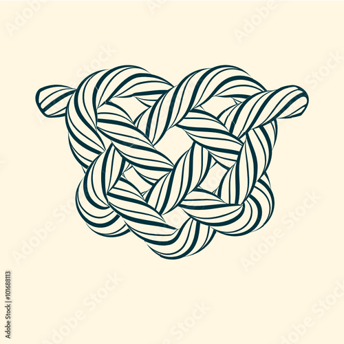 Decorative heart knot made of rope