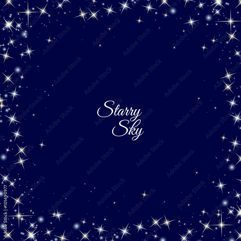 Starry frame on dark blue background Starry frame on dark blue background