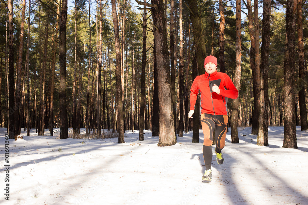 Winter trail running. Winter trail running.