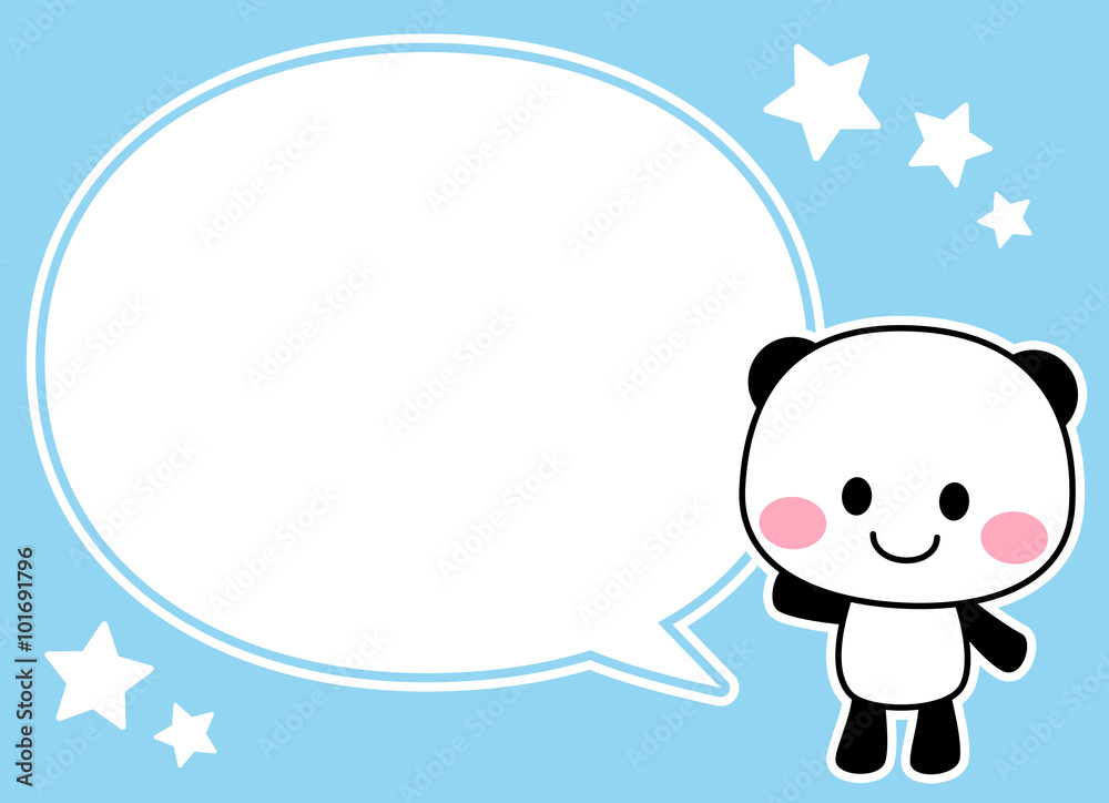 ポップなパンダのキャラクター ふきだしコピースペース 水色 Stock Illustration Adobe Stock