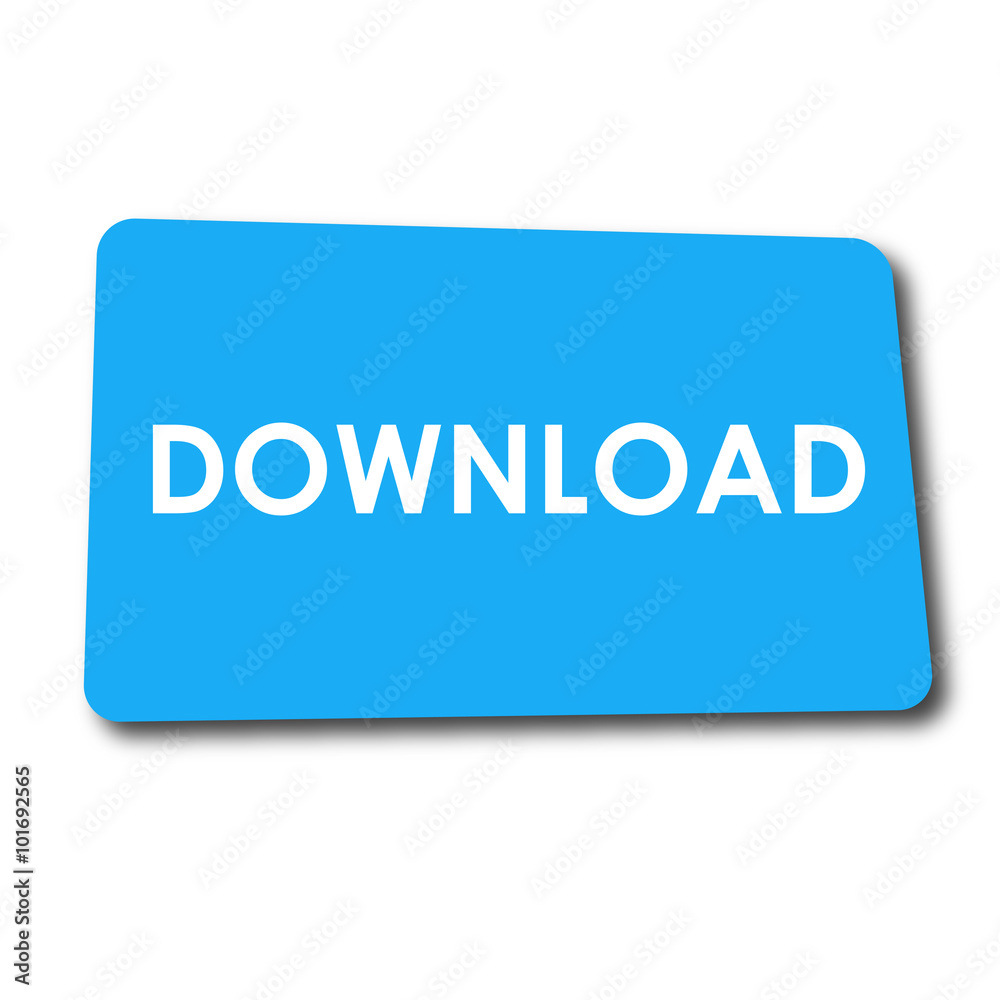Icono plano DOWNLOAD en rectangulo azul con sombra Icono plano DOWNLOAD en rectangulo azul con sombra