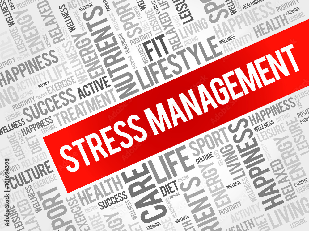 Stress Management word cloud background, health concept