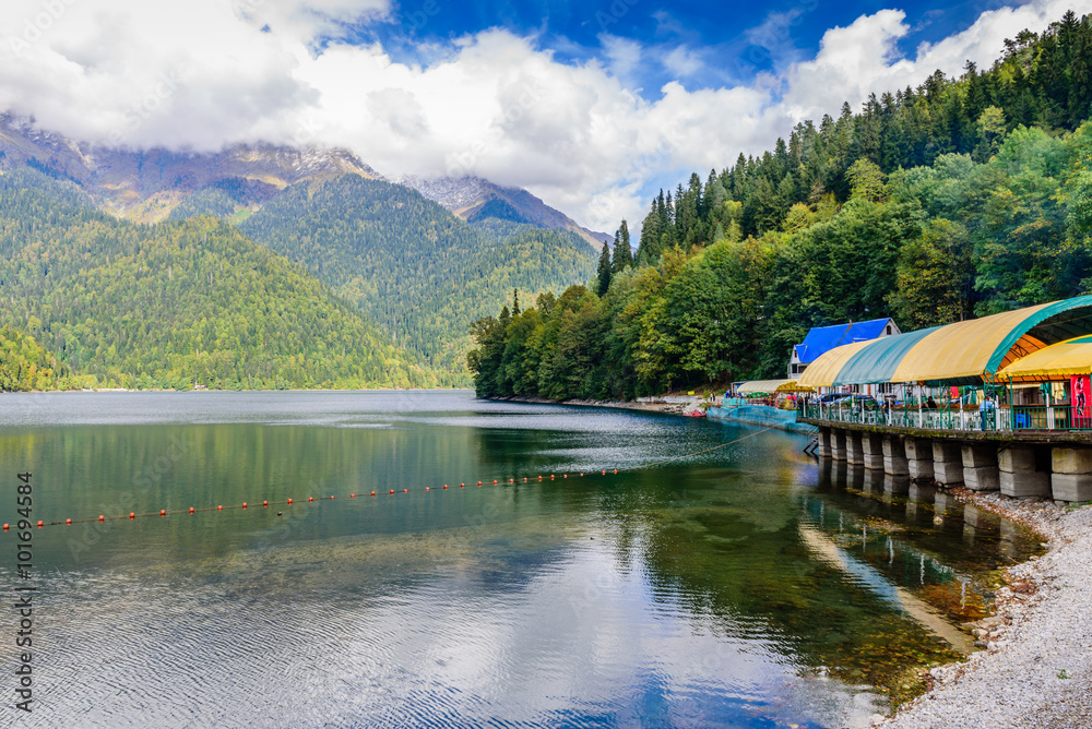 Picturesque Alpine lake Ritsa, Abkhazia. Picturesque Alpine lake Ritsa, Abkhazia.