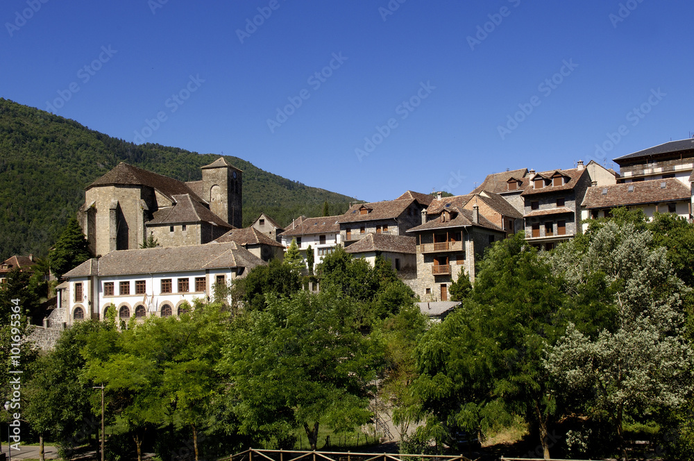 Village of Hecho in the Valley of Hecho and Anso, Huesca province, Aragon, Spain