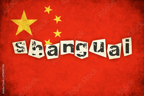 China grunge flag illustration of asian country with text