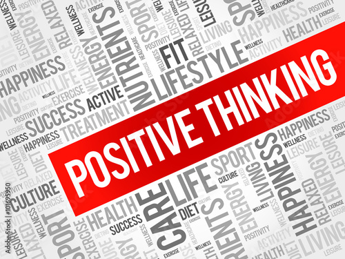 Positive thinking word cloud background, health concept
