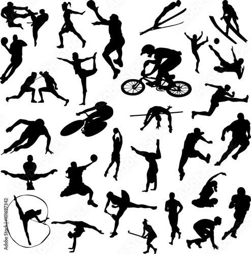 Set of sport people silhouette vector