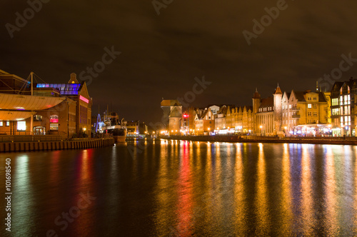 Old town Gdansk by night.