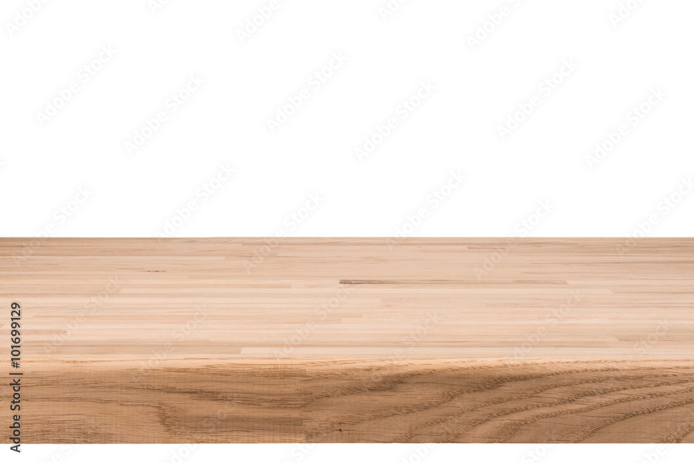 Empty light wood table top isolate on white background, Leave sp Empty light wood table top isolate on white background, Leave sp