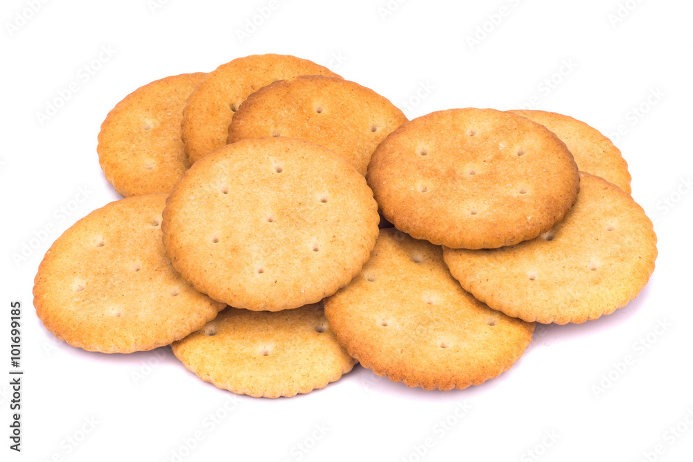 crackers on white background
