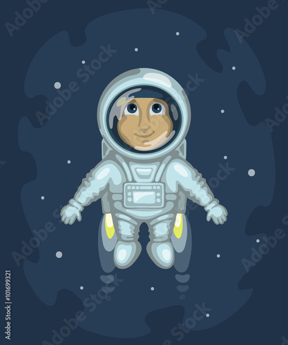 Astronaut is flying in outer space