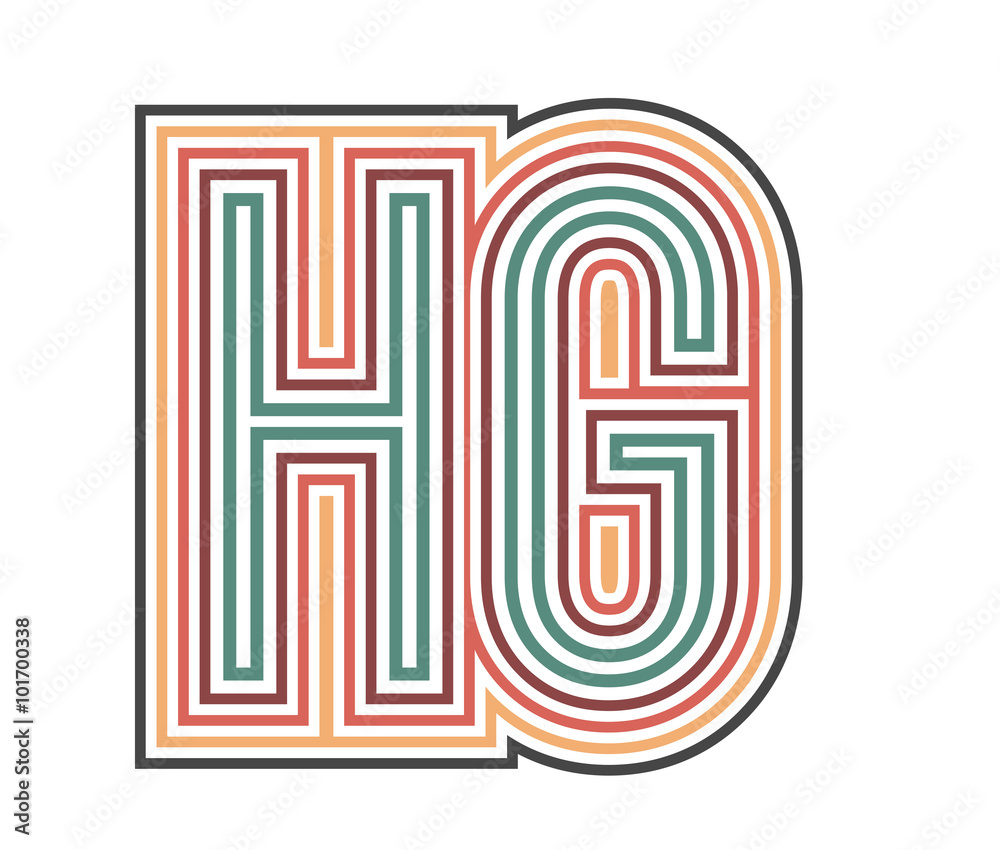 HG Retro Logo with Outline. suitable for new company. vector HG Retro Logo with Outline. suitable for new company. vector
