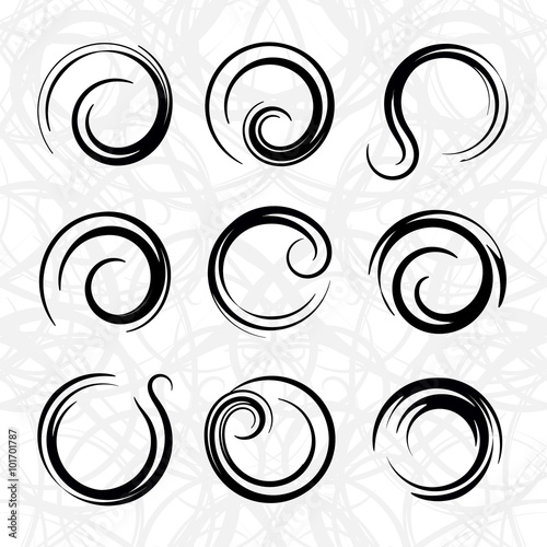 Vector spirals design elements set