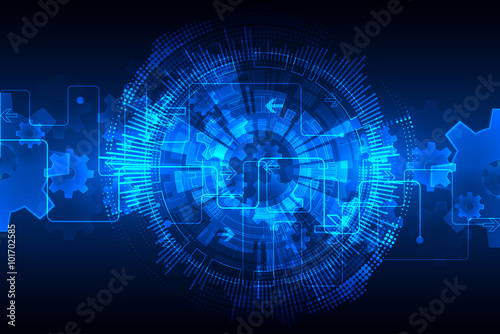 Blue abstract technological background with various technologica