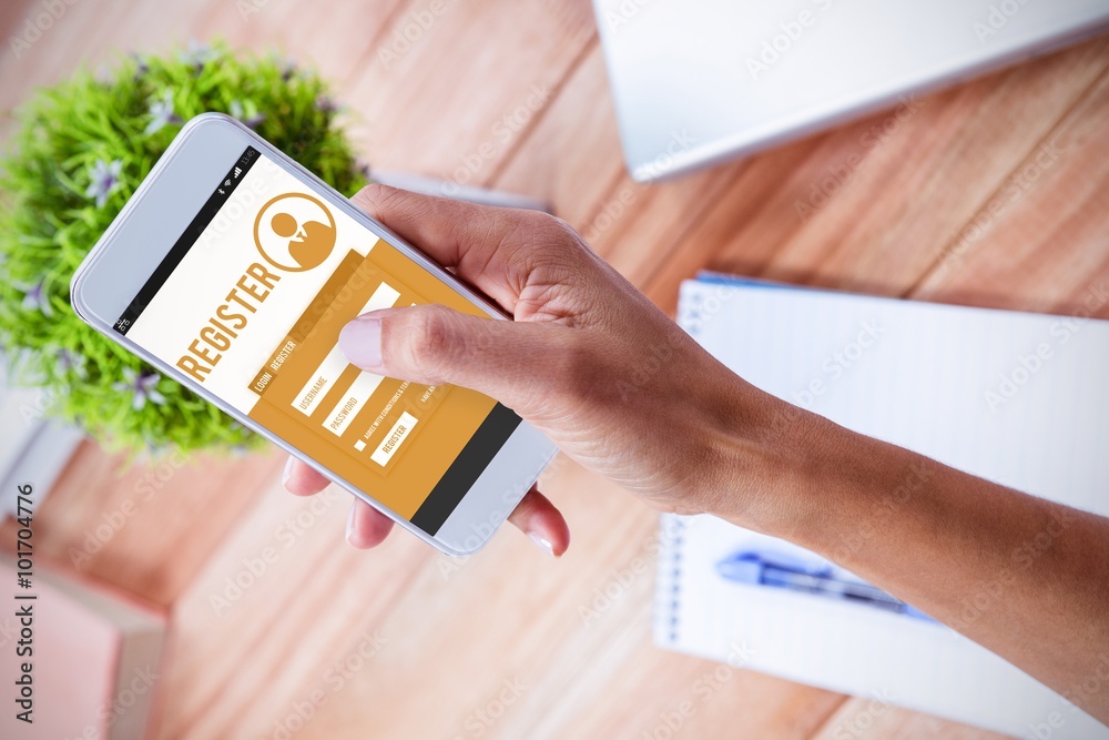 Fotografie Composite image of telephone register application