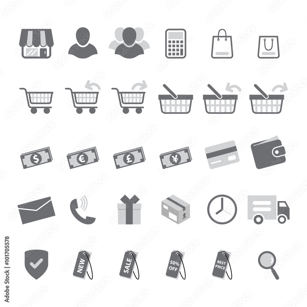 shopping icon set shopping icon set